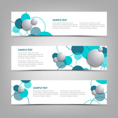 Wall Mural - Collection banners with blue circles and bubbles template