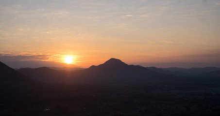 Wall Mural - Sunrise with sky and clouds at at Phu Thok, Chiang Khan District, Loei Province, Thailand