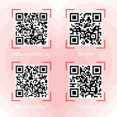 Wall Mural - Qr codes samples on valentine theme