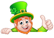 Cartoon St Patricks Day Leprechaun Top Of Sign