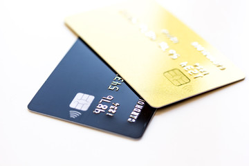 Wall Mural - pile of credit cards on white background