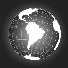 Wall Mural - South America map in black and white. Vector map earthglobe worldmap