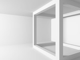 Fototapeta Perspektywa 3d - Abstract White Architecture Geometric Background