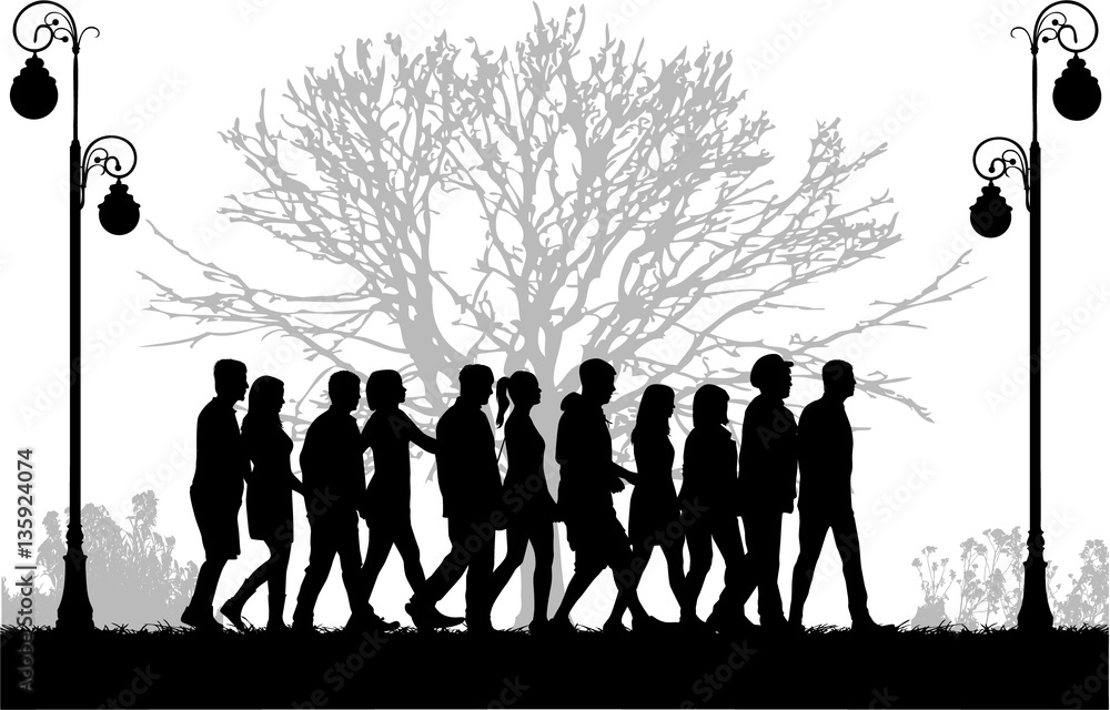 Crowd of people walking. Stock Vector | Adobe Stock