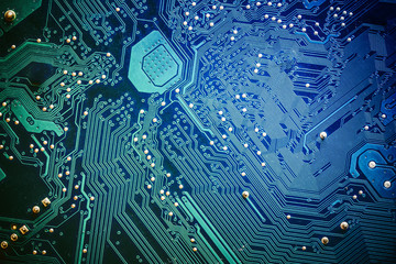 Circuit board. Technology and electronics closeup texture.