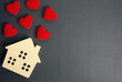 © issaronow - red rose love heart valentine's day decoration element with wood home toy, romantic wedding gift, and happy couple lovely, house of marriage relationship, holiday season greeting vacation