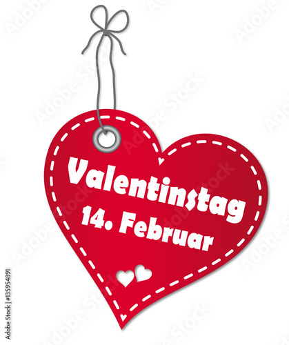 Valentinstag 14 Februar Anhanger In Herzform Als Erinnerung Stock Vektorgrafik Adobe Stock