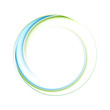 Abstract bright blue green iridescent circle logo. Smooth blurred concept round vector design
