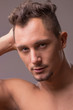 © HD92 - one young man head face closeup sexy