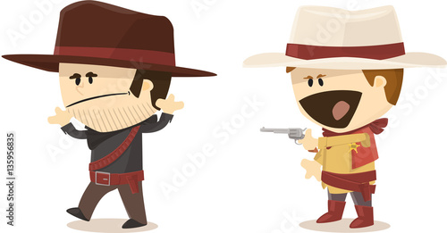 shérif arrêtant un bandit cow-boy