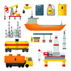 Wall Mural - Oil Industry Icons Collection