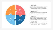 Pie Chart. Presentation Template With 4 Steps, Options.