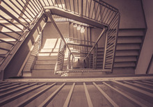 A Moody Stairwell Taken From The Top View And Done In Black And