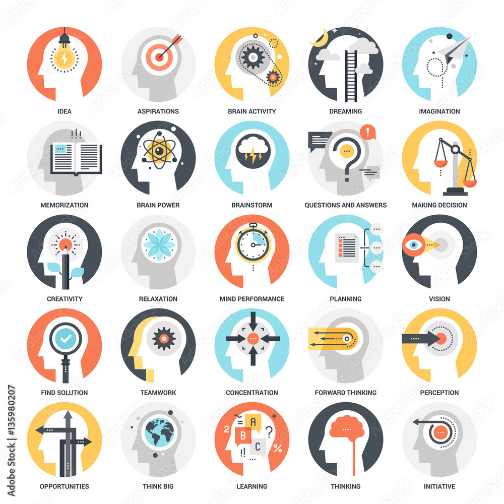 Thinking and brain process Stock Vector | Adobe Stock