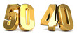 50 and 40 golden 3d render symbol