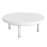 Fototapeta Lawenda - White Round Table. 3D render isolated on white. Platform or Stand Illustration. Template for Object Presentation.