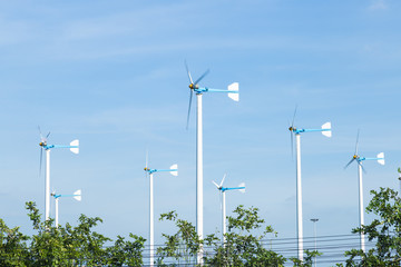 Wind turbines generate electricity