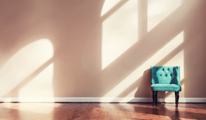 Wall Mural - Interior home with turquoise chair