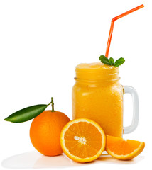 Sticker - Jar mug with orange smoothie.