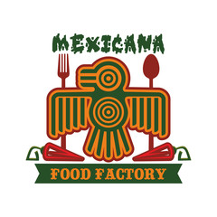 Sticker - Mexican restaurant vector isolated aztec bird icon