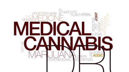 Wall Mural - Medical cannabis animated word cloud, text design animation. Kinetic typography.