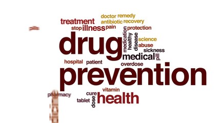 Sticker - Drug prevention animated word cloud, text design animation.