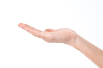 Wall Mural - female hand showing the gesture with a deployed up to her hands