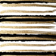 Grunge Futuristic Background Drawn By Brush. Gold Paints And Black Ink Create Abstract Striped Pattern.