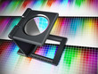 Printing loupe on color chart. 3D illustration
