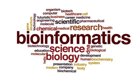 Sticker - Bioinformatics animated word cloud, text design animation.