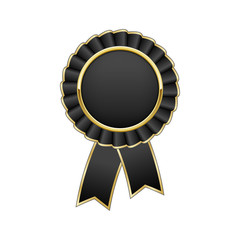 Wall Mural - Black and gold award rosette with ribbon