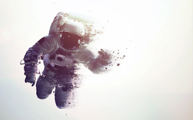 astronaut in outer space modern minimalistic art. dualtone, anaglyph. elements of this image furnish