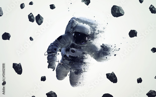 Plakat Astronauta w przestrzeni kosmicznej nowoczesna minimalistyczna sztuka. Dualtone, anaglif. Elementy tego obrazu dostarczone przez NASA
