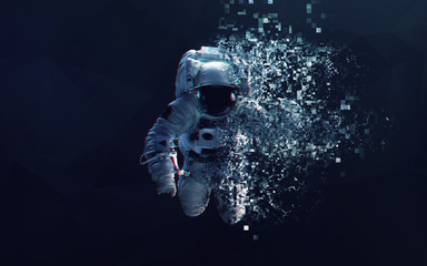 Wall Mural - Astronaut in outer space modern minimalistic art. Dualtone, anaglyph. Elements of this image furnished by NASA