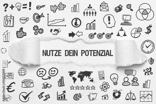 Fotografie, Obraz Nutze Dein Potenzial / weißes Papier mit Symbole