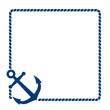 Icono plano ancla con marco de cuerda azul en fondo blanco