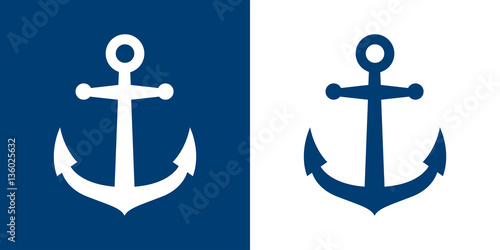 Fotomural Icono plano ancla azul y blanco