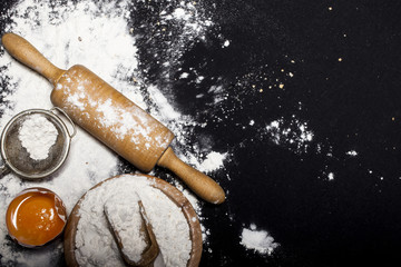 Wall Mural - Ingredients and utensils for the preparation of bakery products