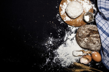 Wall Mural - Ingredients and utensils for the preparation of bakery products