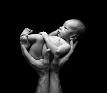 Fine Art Baby In Father's Hands
