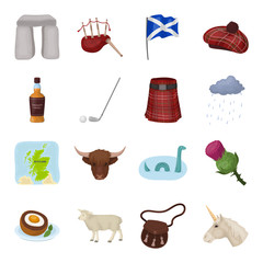 Wall Mural - Scotland country set icons in cartoon style. Big collection of Scotland country vector symbol stock illustration