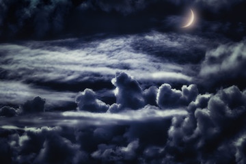 Wall Mural - dreamy cloudscape at night with moonlight