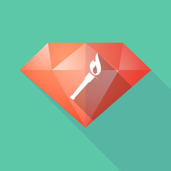 Poster - Long shadow  diamond with  a torch icon