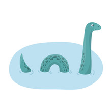 Loch Ness Monster Icon In Cartoon Style Isolated On White Background. Scotland Country Symbol Stock Vector Illustration.