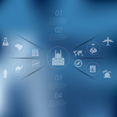 Wall Mural - tourism infographic with unfocused background