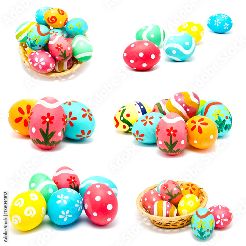 Stampa su Tela Collection of photos perfect colorful handmade easter eggs