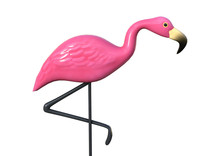 3D Rendering Pink Flamingo On White