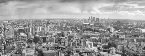 Tapeta ścienna Londyn czarno-biały panoramiczny widok z lotu ptaka