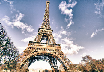 Fototapete - Colors of Eiffel Tower in Winter