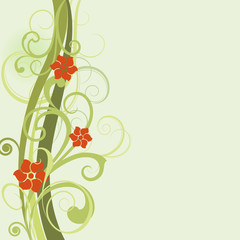 Wall Mural - Green spring floral vector card template with copy space.